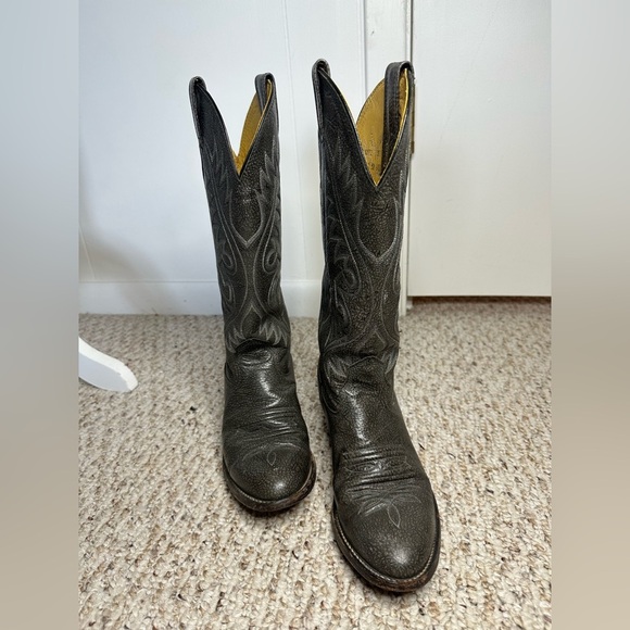 Vintage Nocona Gray Leather Cowgirl Boots size 5 B - Picture 2 of 8